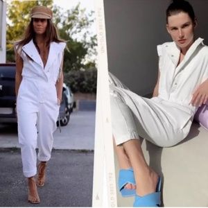 Zara White Sleeveless Jumpsuit